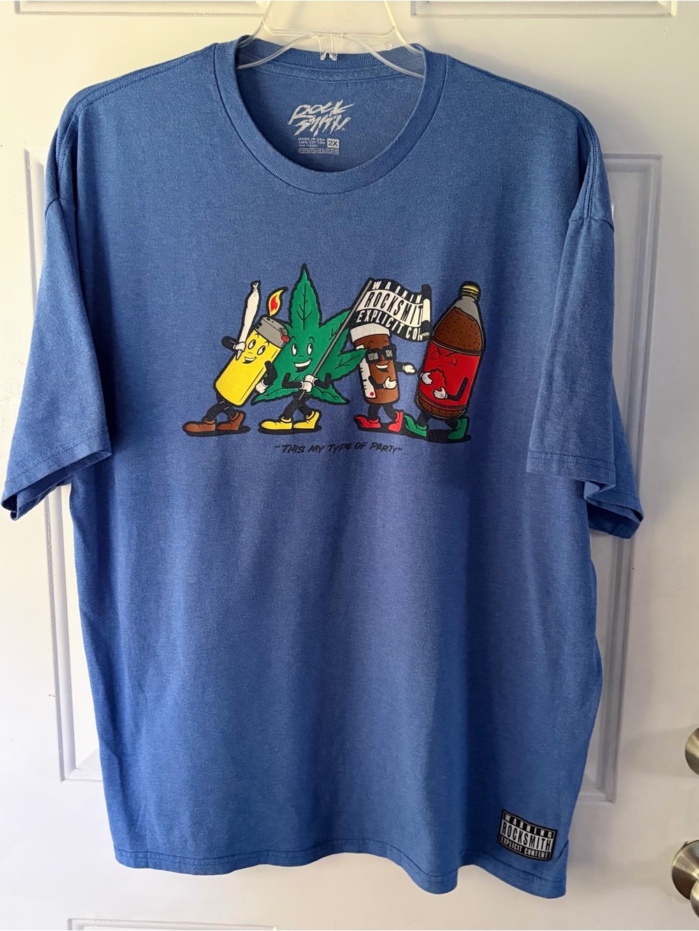 Rocksmith This Is My Type Of Party Graphic T-Shirt Heather Blue 2XL made USA EUC